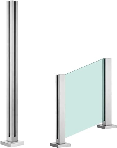 Edelstahl Glasgeländerpfosten 65-105cm - Eckpfosten für Deckgeländer Glashaltersystem mit Klemmen - Ideal für moderne Treppen und Decks Edelstahl Glasgeländerpfosten 65-105cm - Eckpfosten für Deckgeländer Glashaltersystem mit Klemmen - Ideal für moderne Treppen und Decks von Generisch
