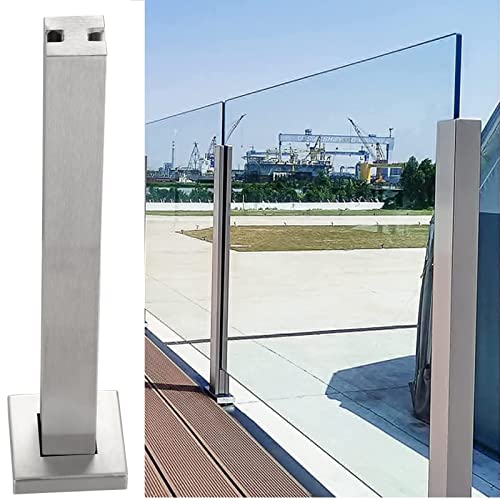 Edelstahl-Glasgeländerpfosten mit winddichtem Verbindungsstück, einfache Installation, quadratische Klemme für sicheren Terrassen-Gartenzaun, ideal für Balkonstütze von Generisch