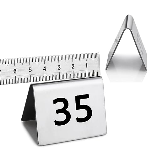 Edelstahl Tischnummernschilder Set 1 bis 25/1 bis 50/1 bis 100, stapelbare Karten im Zeltstil für Hochzeiten, Restaurants, Bars, Cafés von Generisch