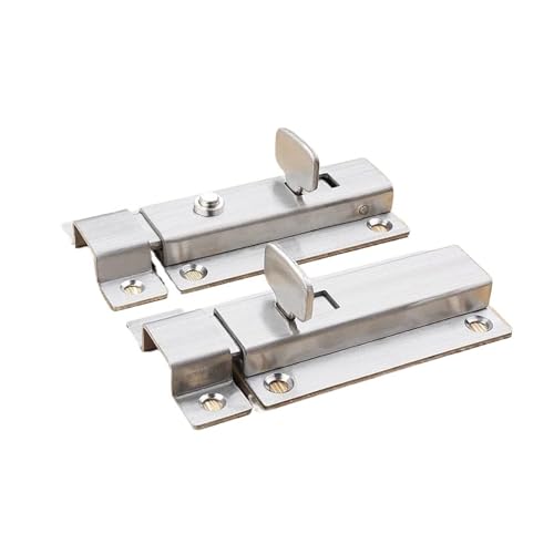Edelstahl-Türriegel, Möbelschloss, Hotel, Büro, Sicherheitsschnalle, Holzfenster, Diebstahlsicherung, Haushalts-Hardware-Teil(Length 85mm,Without button) von Generisch