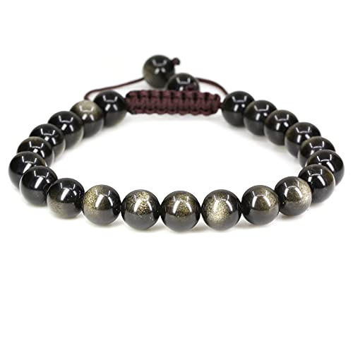 Edelsteine Kristall 8 mm runde Perlen verstellbar geflochtene Makramee-Armbänder Unisex von Generisch