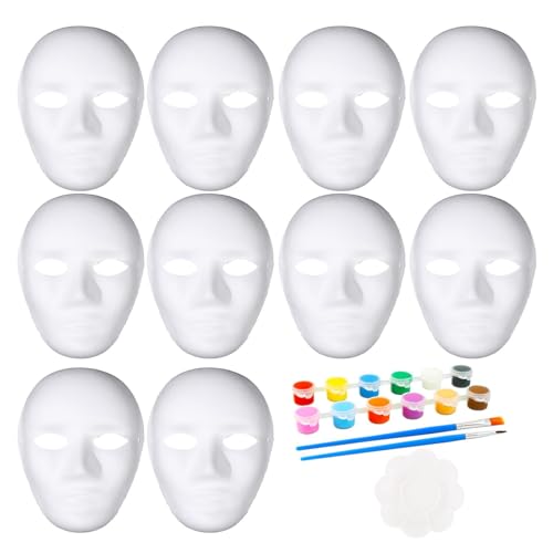 Einfarbige Maskerade-Maske, unlackierte Maske, weiße DIY-Maske, einfarbige Karnevalsmaske, leere Leinwand, Maskerade, weiß, bemalbare Pappmaché-Maske für DIY-Designs von Generisch