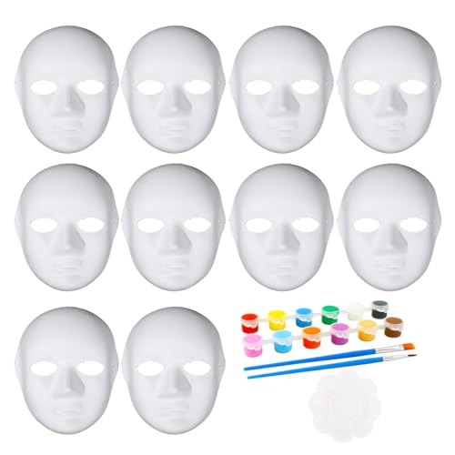 Einfarbige Maskerade-Maske, unlackierte Maske, weiße DIY-Maske, einfarbige Karnevalsmaske, leere Leinwand, Maskerade, weiß, bemalbare Pappmaché-Maske für DIY-Designs von Generisch