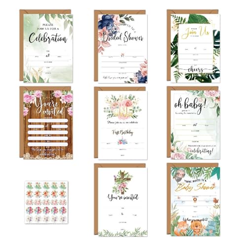 Einladungskarten-Set, Mehrzweck-Urlaubseinladungskarte, buntes Sammelzubehör, niedliche Einladungskarten mit Umschlägen und Aufklebern Einladungskarten-Set, Mehrzweck-Urlaubseinladungskarte, buntes Sammelzubehör, niedliche Einladungskarten mit Umschlägen und Aufklebern von Generisch