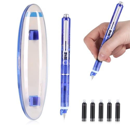 Einziehbarer Füllfederhalter,Schutzmethode Füllfederhalter,Set mit feiner Feder, 0.38mm Blue&black Ink Transparent Barrel,transparenter Schaft, inklusive 5 Tintenpatronen, zum Schreiben und fürs Büro Einziehbarer Füllfederhalter,Schutzmethode Füllfederhalter,Set mit feiner Feder, 0.38mm Blue&black Ink Transparent Barrel,transparenter Schaft, inklusive 5 Tintenpatronen, zum Schreiben und fürs Büro von Generisch