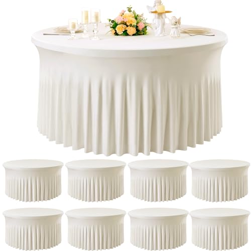 Elastan-Tischdecken für runde Tische, 182,9 cm, 335,3 cm, dehnbar, faltenfrei, perfekt für Hochzeiten, Geburtstagsfeiern, Bankette und Veranstaltungen, 8 Stück Elastan-Tischdecken für runde Tische, 182,9 cm, 335,3 cm, dehnbar, faltenfrei, perfekt für Hochzeiten, Geburtstagsfeiern, Bankette und Veranstaltungen, 8 Stück von Generisch