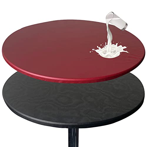 Elastische, runde Tischdecke, wasserdicht, Polyester, mit elastischen Kanten, für Küche und Esszimmer, 90 cm, perfekt für Partys und den täglichen Gebrauch von Generisch