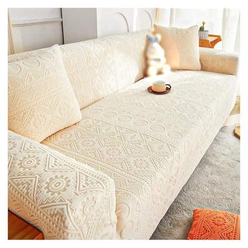 Elastische Stretch Sofabezug Sofahusse 1 Stück Sofahusse 1 Stück Schoner für 1 2 3 4 5 Sitzer Passend für L-förmige Schnitte, Samtstoff, Stil 1(4 Sitz 235-300cm) von Generisch