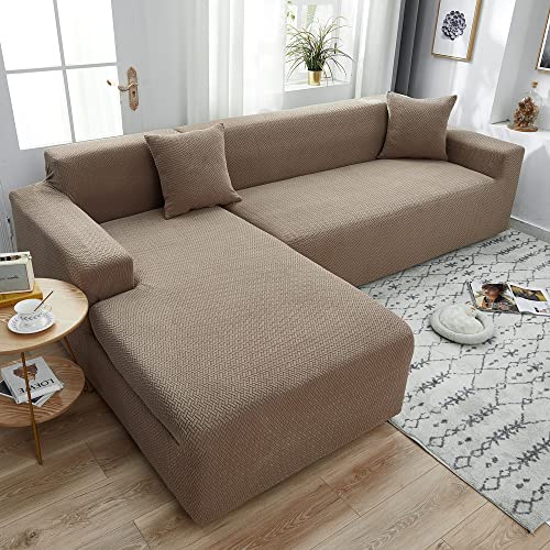 Elastischer Stretch-Sofabezug, weicher Samtstoff, passend für die meisten 4-Sitzer-Sofas 235–300 cm, eleganter Schutz für Chaiselongue, bequem und langlebig. von Generisch