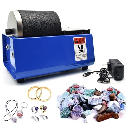 Electric Rock Tumbler zum Polieren von Edelsteinen, auslaufsicherer Gummifass & Doppelradantrieb zur Geräuschreduzierung, ideal für Geologie-Mineralmetall-Fans von Generisch