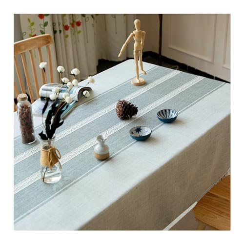 Elegante Tischdecke, rechteckig, 140 x 300 cm, waschbar, Polyester mit Streifen und Spitzenrand, perfekt für den Innen- und Außenbereich, Grau Elegante Tischdecke, rechteckig, 140 x 300 cm, waschbar, Polyester mit Streifen und Spitzenrand, perfekt für den Innen- und Außenbereich, Grau von Generisch