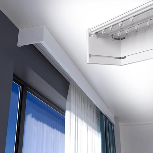 Elegante Verdunkelungsvorhangschiene mit Volant – Doppelschienen-Dekorpaneel für Decken-/Wandmontage (3,3 m) – ideal für stilvolle Wohnkultur von Generisch