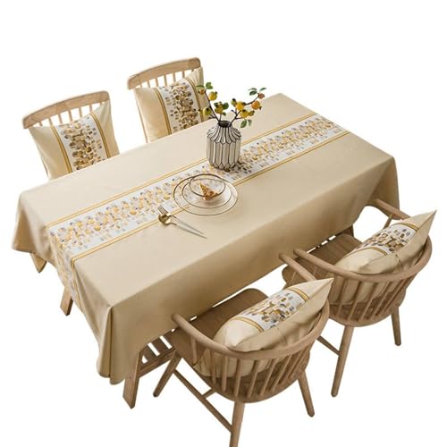 Elegante gelbe rechteckige Tischdecke, 135 x 240 cm, Baumwollleinen mit geometrischer Stickerei, stilvolle Tischdecke für Küche, Dekoration, Esszimmer und Partys Elegante gelbe rechteckige Tischdecke, 135 x 240 cm, Baumwollleinen mit geometrischer Stickerei, stilvolle Tischdecke für Küche, Dekoration, Esszimmer und Partys von Generisch