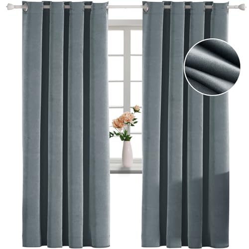 Elegante graue Pannesamt-Vorhänge, 215 x 215 cm, mit Ösen, Raumverdunkelungsvorhänge für Wohnzimmer und Schlafzimmer, wärmeisoliert und schalldicht, klassische Wohnkultur Elegante graue Pannesamt-Vorhänge, 215 x 215 cm, mit Ösen, Raumverdunkelungsvorhänge für Wohnzimmer und Schlafzimmer, wärmeisoliert und schalldicht, klassische Wohnkultur von Generisch