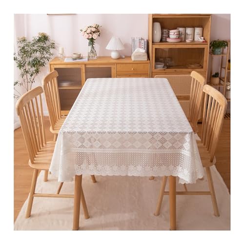 Elegante rechteckige Tischdecke, 140 x 140 cm, Blumenmuster, Spitzenrand, Polyester, für Esszimmer und Küche, stilvolles Rautenmuster, Beige / Weiß Elegante rechteckige Tischdecke, 140 x 140 cm, Blumenmuster, Spitzenrand, Polyester, für Esszimmer und Küche, stilvolles Rautenmuster, Beige / Weiß von Generisch