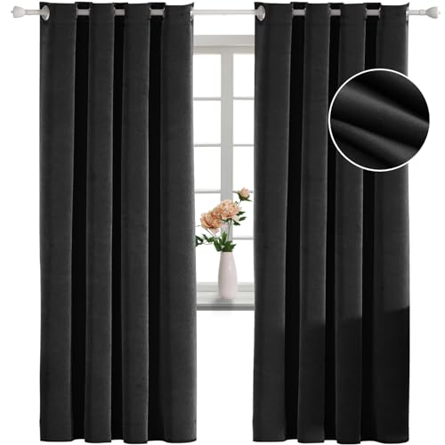 Elegante schwarze Samtvorhänge, wärmeisoliert, schalldicht, Raumverdunkelungsvorhänge für Wohn- und Schlafzimmer-Dekor, Pannesamt-Ösen-Design, 165 x 145 cm, luxuriöse Fensterbehandlung für Zuhause Elegante schwarze Samtvorhänge, wärmeisoliert, schalldicht, Raumverdunkelungsvorhänge für Wohn- und Schlafzimmer-Dekor, Pannesamt-Ösen-Design, 165 x 145 cm, luxuriöse Fensterbehandlung für Zuhause von Generisch