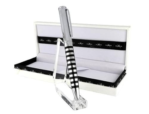 Eleganter Kugelschreiber mit horizontalen Streifen, Design Silber und Schwarz, mit Geschenkbox Eleganter Kugelschreiber mit horizontalen Streifen, Design Silber und Schwarz, mit Geschenkbox von Generisch