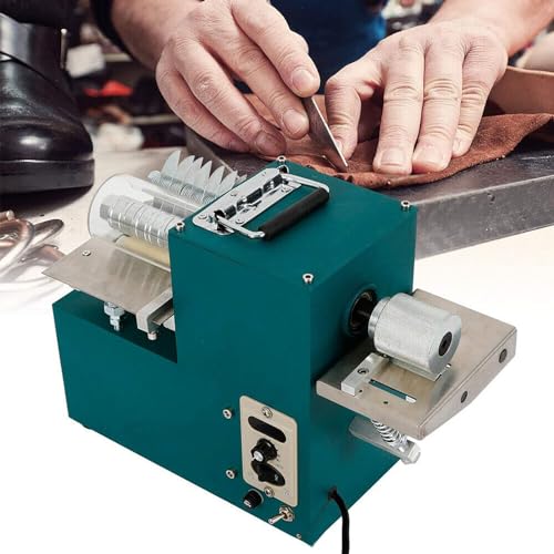 Elektrische Ledergürtelschneidemaschine, 1400 U/min, Hochgeschwindigkeits-Halbautomatischer Riemenspalter für Lederwaren, verstellbare Breite von 2–80 mm von Generisch
