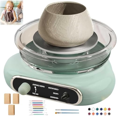 Elektrische Töpferscheibe, Komplettes Töpferset mit Werkzeugen, DIY Keramik Ton Set, Selbsthärtende Tondrehteller, Töpferstudio für Anfänger, Schule & Zuhause von Generisch