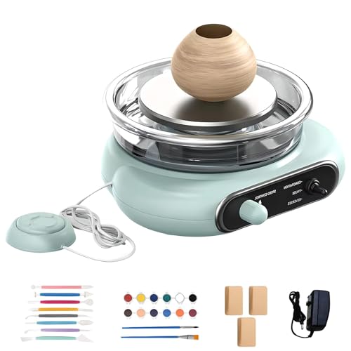 Elektrische Töpferscheibe mit Fußpedal - Keramikmaschine für Anfänger und Kinder - DIY Tonwender Werkzeugset von Generisch