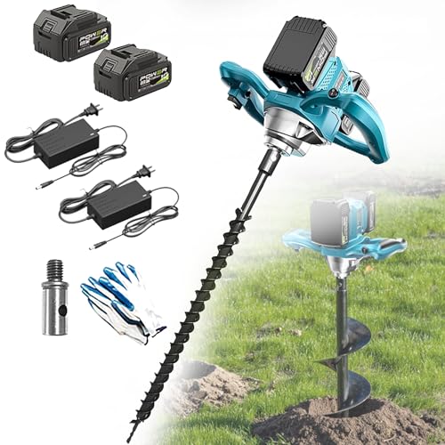 Elektrischer Pfostenlochbagger, schnurloser Zaunpfostenbohrer mit 2 Batterien, 6 einstellbaren Gängen, Vorwärts- und Rückwärtsrichtung, Gartenpflanzung, Erdbohrer Elektrischer Pfostenlochbagger, schnurloser Zaunpfostenbohrer mit 2 Batterien, 6 einstellbaren Gängen, Vorwärts- und Rückwärtsrichtung, Gartenpflanzung, Erdbohrer von Generisch