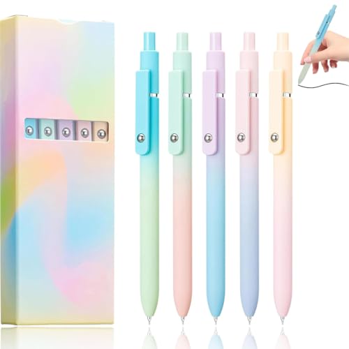 Emboadlie 5 Pcs Gel Ink Pen, New 0.5mm Medium Tip Black Ink Roller Ball Pen, Cute Office School Supplies, Smooth Writing, No Bleed for Journaling Note Taking, Quick Drying Practical Gifts (5Pcs) von Generisch