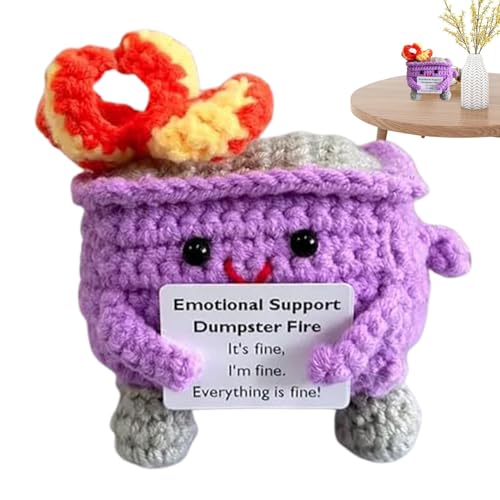 Emotional Support Dumpster Fire, Emotional Crochet Dumpster Fire, herzliches Dankeschön-Geschenk, handgefertigter gehäkelter Müllcontainer-Feuer, inspirierendes Geschenk, Lebensdekor für Büro, Home von Generisch