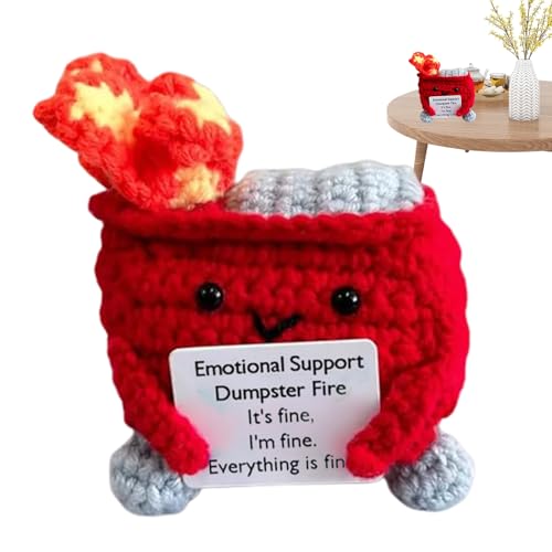 Emotional Support Dumpster Fire, Emotional Crochet Dumpster Fire, herzliches Dankeschön-Geschenk, handgefertigter gehäkelter Müllcontainer-Feuer, inspirierendes Geschenk, Lebensdekor für Büro, Home von Generisch