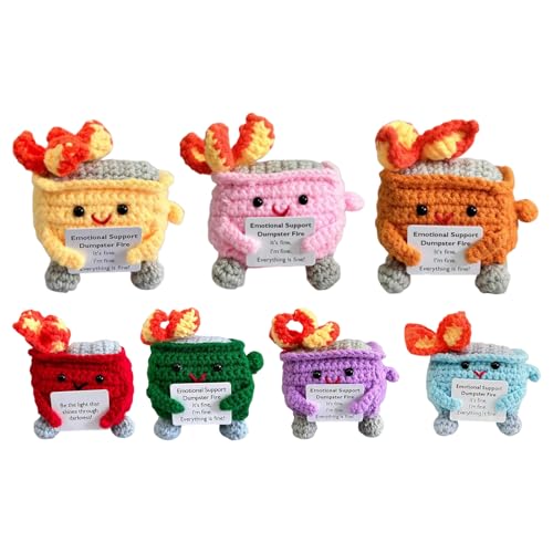 Supportive Fire | Gehäkelter Müllcontainer Feuer Plüsch | Emotionale Unterstützung gestrickte Puppen für Schreibtisch Zubehör | Handgefertigtes entzückendes Häkeln Spielzeug Supportive Fire | Gehäkelter Müllcontainer Feuer Plüsch | Emotionale Unterstützung gestrickte Puppen für Schreibtisch Zubehör | Handgefertigtes entzückendes Häkeln Spielzeug von Generisch