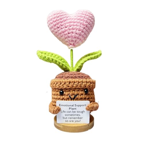 Emotional Support Plant - Positivitäts Strickpuppe | Emotionale Unterstützung | Häkelpuppe Mit Emotionaler Unterstützung | Gestrickte Puppe | Lustige Häkelblume Emotional Support von Generisch