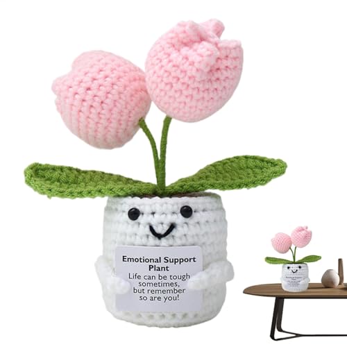 Emotionale Unterstützung Pflanze - 13 Cm Emotional Unterstützt Häkelblume | Strickpuppe Mit Positiver Karte | Handgefertigte Häkelblumenblumenpflanze Für Die Dekoration Zu Hause, Büroschreibtisch, Ges Emotionale Unterstützung Pflanze - 13 Cm Emotional Unterstützt Häkelblume | Strickpuppe Mit Positiver Karte | Handgefertigte Häkelblumenblumenpflanze Für Die Dekoration Zu Hause, Büroschreibtisch, Ges von Generisch