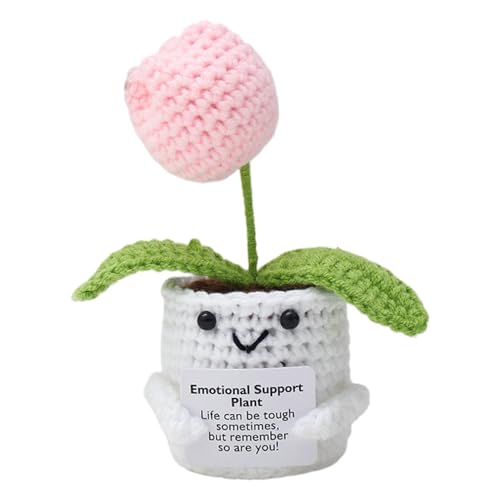 Emotionale Unterstützungspflanze, Strickpuppe mit positiver Karte, handgefertigt, positive emotionale Unterstützung, Häkelblume, Heimbüro, Schreibtischdekoration Emotionale Unterstützungspflanze, Strickpuppe mit positiver Karte, handgefertigt, positive emotionale Unterstützung, Häkelblume, Heimbüro, Schreibtischdekoration von Generisch