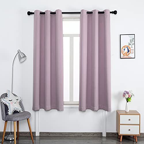 Energiesparende Verdunkelungsvorhänge, Thermo-Verdunkelung, Ösen, für Kinderzimmer, Kinderzimmer und Mädchenzimmer, 2 Stück, B 52 x L 84 cm, Lila von Generisch