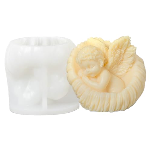 Engel-Kerzenformen – Wiederverwendbare Silikonform-Set, 3D-Engel-Gussformen | Weiche, flexible Wachsseifenharzformen für handgefertigte Bastelarbeiten, Kerzenherstellung, Kunstprojekte, dekorative von Generisch