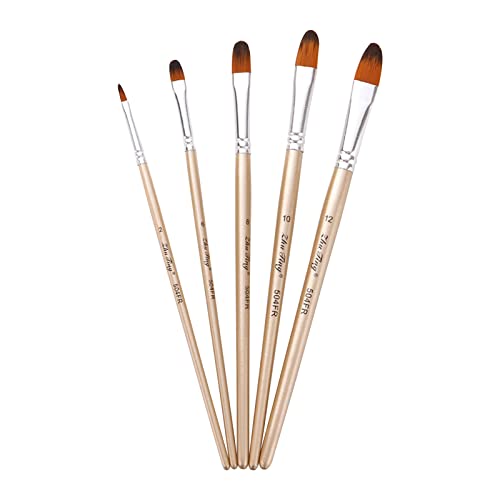 Englisch, 5-teiliges Pinsel-Set mit runden flachen Filbert-Spitzen, Nylonhaar, Aluminiumhülse, Holzpaket Englisch, 5-teiliges Pinsel-Set mit runden flachen Filbert-Spitzen, Nylonhaar, Aluminiumhülse, Holzpaket von Generisch
