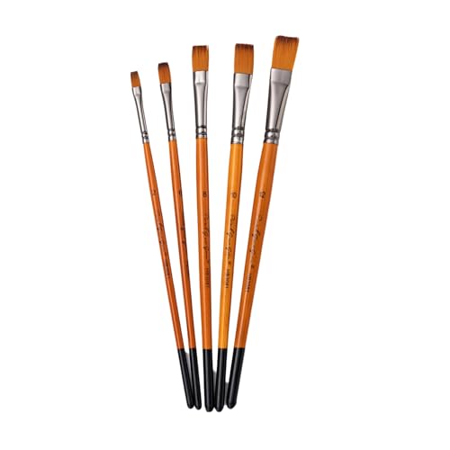 Englisch: 5-teiliges Künstlerpinsel-Set mit Nylonhaar für Acryl-, Aquarell-, Gouache-Gesichtsmalerei, flache Pinsel für Kunst-, Zeichenbedarf, Malerstudenten Englisch: 5-teiliges Künstlerpinsel-Set mit Nylonhaar für Acryl-, Aquarell-, Gouache-Gesichtsmalerei, flache Pinsel für Kunst-, Zeichenbedarf, Malerstudenten von Generisch