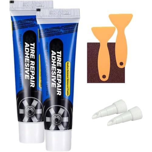 Enthusiastip/Cherishty Wetterbeständiger, wasserdichter, flexibler Reifenreparaturkleber, 60 ml Reifenreparaturkleber-Set, multifunktionales, wasserdichtes Reparaturkleber-Set mit Werkzeug (2PCS) von Generisch