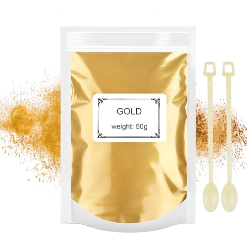 Epoxidharz Farbe 50g, Mica Pulver Natur Metallic Epoxidharz Pigment für Kunstharz Gießharz, Seife, Badebombe, Kerze, kosmetischer, Lidschatten, Nagellack, Schleim (Golden) von Generisch
