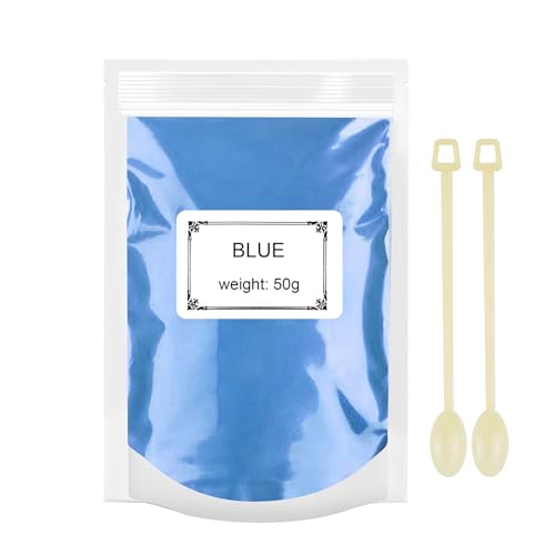 Epoxidharz Farbe 50g, Mica Pulver Natur Metallic Epoxidharz Pigment für Kunstharz Gießharz, Seife, Badebombe, Kerze, kosmetischer, Lidschatten, Nagellack, Schleim (blau) von Generisch