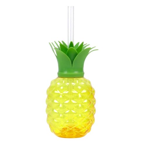 Erdbeerförmige Tasse, Trinkbecher, hawaiianische Party, niedliche Wasserbecher mit Deckel, Obstform, Kunststoff, verdickter Trinkbecher (Ananas) von Generisch