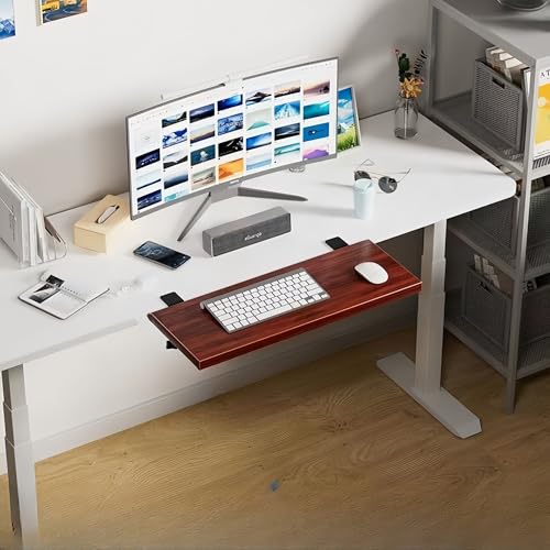 Ergonomische, erweiterbare Schreibtischablage, 20 x 40 cm, zusammenklappbare Tastaturablage für Arbeit, Studium und Gaming, Clip-Design (Rot, 25–120 cm), erhöht Komfort und Produktivität von Generisch