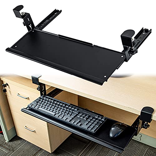 Ergonomische, erweiterbare Schreibtischablage, 60 x 20 cm, Metall-Tastatur- und Maus-Plattform, 18 kg Kapazität, leichtgängige Schienen, schwarz, ideal für Heimbüro und Gaming-Setup Ergonomische, erweiterbare Schreibtischablage, 60 x 20 cm, Metall-Tastatur- und Maus-Plattform, 18 kg Kapazität, leichtgängige Schienen, schwarz, ideal für Heimbüro und Gaming-Setup von Generisch