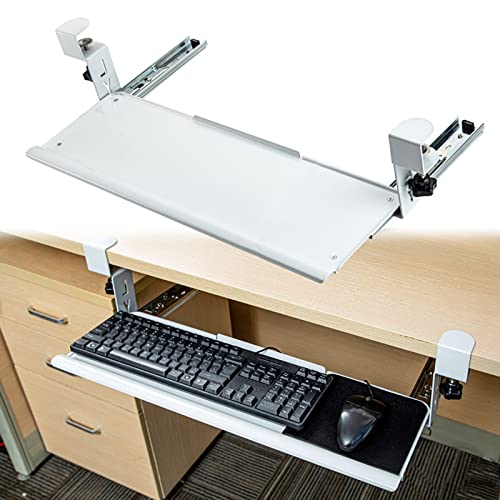 Ergonomische, erweiterbare Schreibtischablage, 60 x 20 cm, robuste Metall-Tastatur- und Maus-Plattform, 18 kg Tragkraft, glatte Gleitführungen, weiße Oberfläche, perfekt für Heimbüro Ergonomische, erweiterbare Schreibtischablage, 60 x 20 cm, robuste Metall-Tastatur- und Maus-Plattform, 18 kg Tragkraft, glatte Gleitführungen, weiße Oberfläche, perfekt für Heimbüro von Generisch