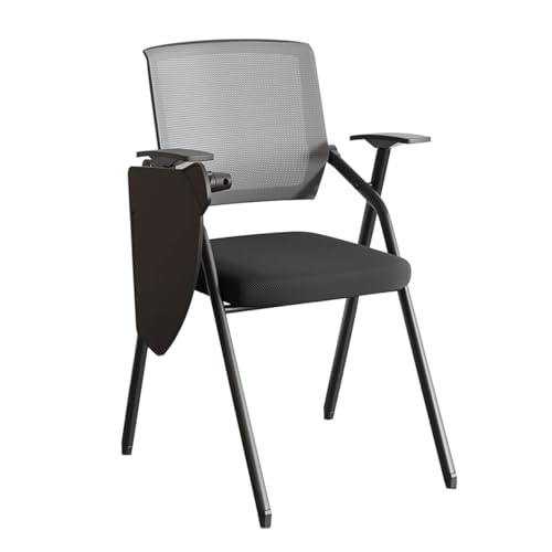 Ergonomischer, tragbarer Büro-Schreibtischstuhl mit Schreibtafel, mittlere Rückenlehne, mit Netzstoff, gepolsterte Armlehnen, faltbar, ideal für Zuhause und Büro, Grau Ergonomischer, tragbarer Büro-Schreibtischstuhl mit Schreibtafel, mittlere Rückenlehne, mit Netzstoff, gepolsterte Armlehnen, faltbar, ideal für Zuhause und Büro, Grau von Generisch