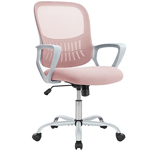 Ergonomischer Büro-Schreibtischstuhl aus Netzstoff mit Lendenwirbelstütze, mittelhoher Rückenlehne, drehbares Design für Zuhause, Arbeitszimmer, Wohnheim, bequeme Armlehnen, ideal für Studenten und Ergonomischer Büro-Schreibtischstuhl aus Netzstoff mit Lendenwirbelstütze, mittelhoher Rückenlehne, drehbares Design für Zuhause, Arbeitszimmer, Wohnheim, bequeme Armlehnen, ideal für Studenten und von Generisch