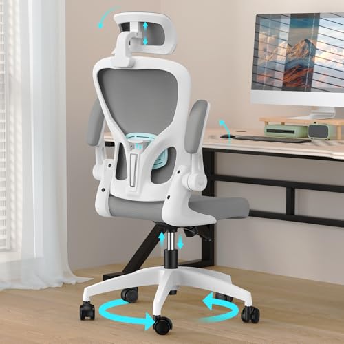 Ergonomischer Bürostuhl, verbesserter weicher Schaumstoffsitz und Kopfstütze, verstellbar, frei kippbar, Netzstoff, Drehstuhl, Schreibtischstuhl mit Lendenwirbelstütze und leisen Rädern, für Zuhause Ergonomischer Bürostuhl, verbesserter weicher Schaumstoffsitz und Kopfstütze, verstellbar, frei kippbar, Netzstoff, Drehstuhl, Schreibtischstuhl mit Lendenwirbelstütze und leisen Rädern, für Zuhause von Generisch