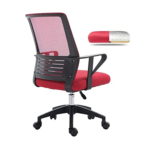 Ergonomischer Bürostuhl aus Netzstoff – Drehstuhl für Zuhause und Büro, verstellbare Höhe, 200 kg Gewichtskapazität, bequemes rotes Design für ganztägigen Halt Ergonomischer Bürostuhl aus Netzstoff – Drehstuhl für Zuhause und Büro, verstellbare Höhe, 200 kg Gewichtskapazität, bequemes rotes Design für ganztägigen Halt von Generisch