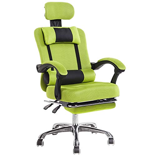 Ergonomischer Bürostuhl aus Netzstoff – Drehstuhl mit hoher Rückenlehne und Liegefunktion, einziehbare Fußstütze, mobiles Doppelkissen, atmungsaktives Design, trägt 200 kg, 6 Farben erhältlich, Grün Ergonomischer Bürostuhl aus Netzstoff – Drehstuhl mit hoher Rückenlehne und Liegefunktion, einziehbare Fußstütze, mobiles Doppelkissen, atmungsaktives Design, trägt 200 kg, 6 Farben erhältlich, Grün von Generisch