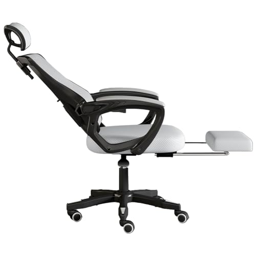 Ergonomischer Bürostuhl aus Netzstoff mit Fußstütze, 360° drehbarer Schreibtischstuhl für Zuhause & Büro, verstellbare Kopfstütze & Rückenlehne, Chefsessel mit Rollen, bequem und stilvoll von Generisch