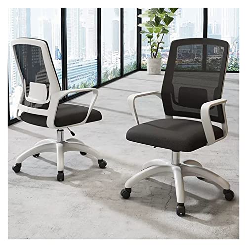 Ergonomischer Bürostuhl aus Netzstoff mit Lendenwirbelstütze, verstellbare Höhe, mittlere Rückenlehne, Drehstuhl, Schreibtischstuhl für Heimspiele und Computer-Nutzung, atmungsaktive Rollen und von Generisch